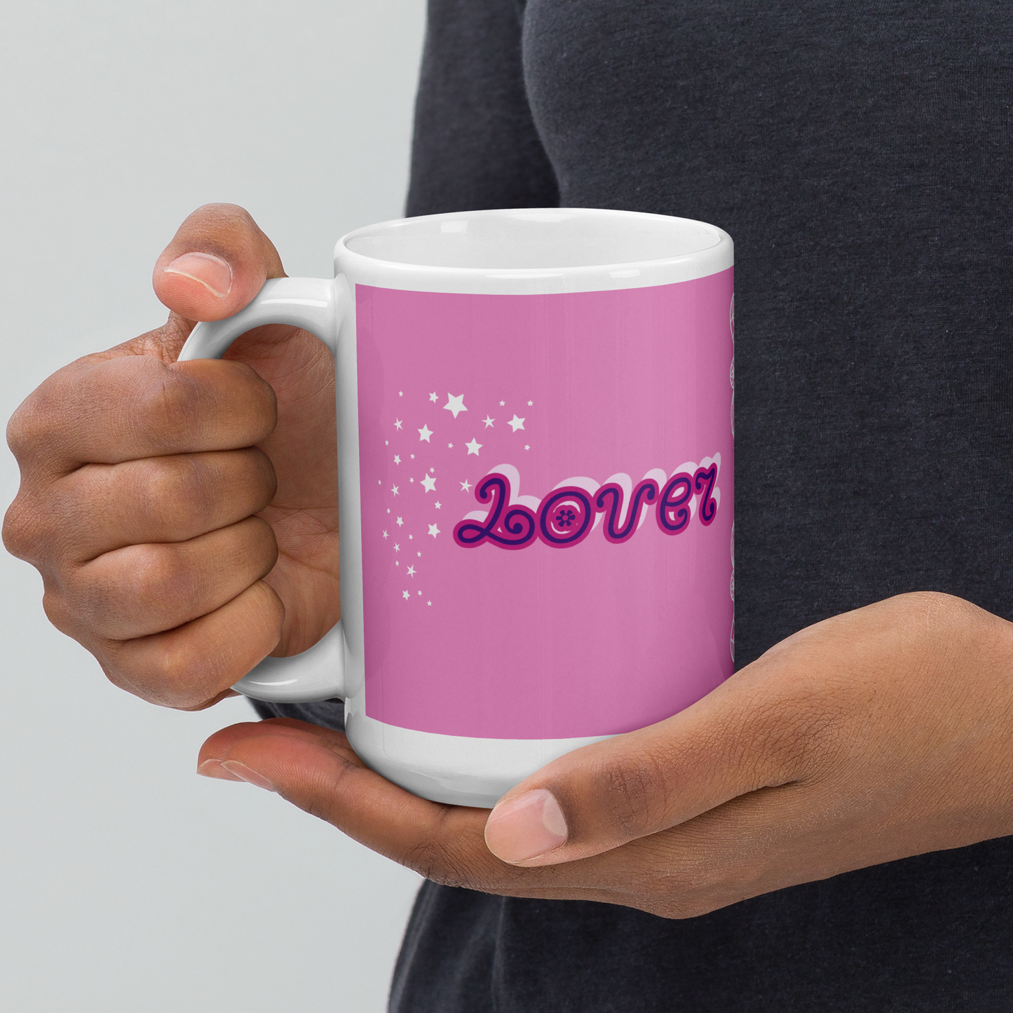White and Pink Glossy 'Lover Godis' Mug
