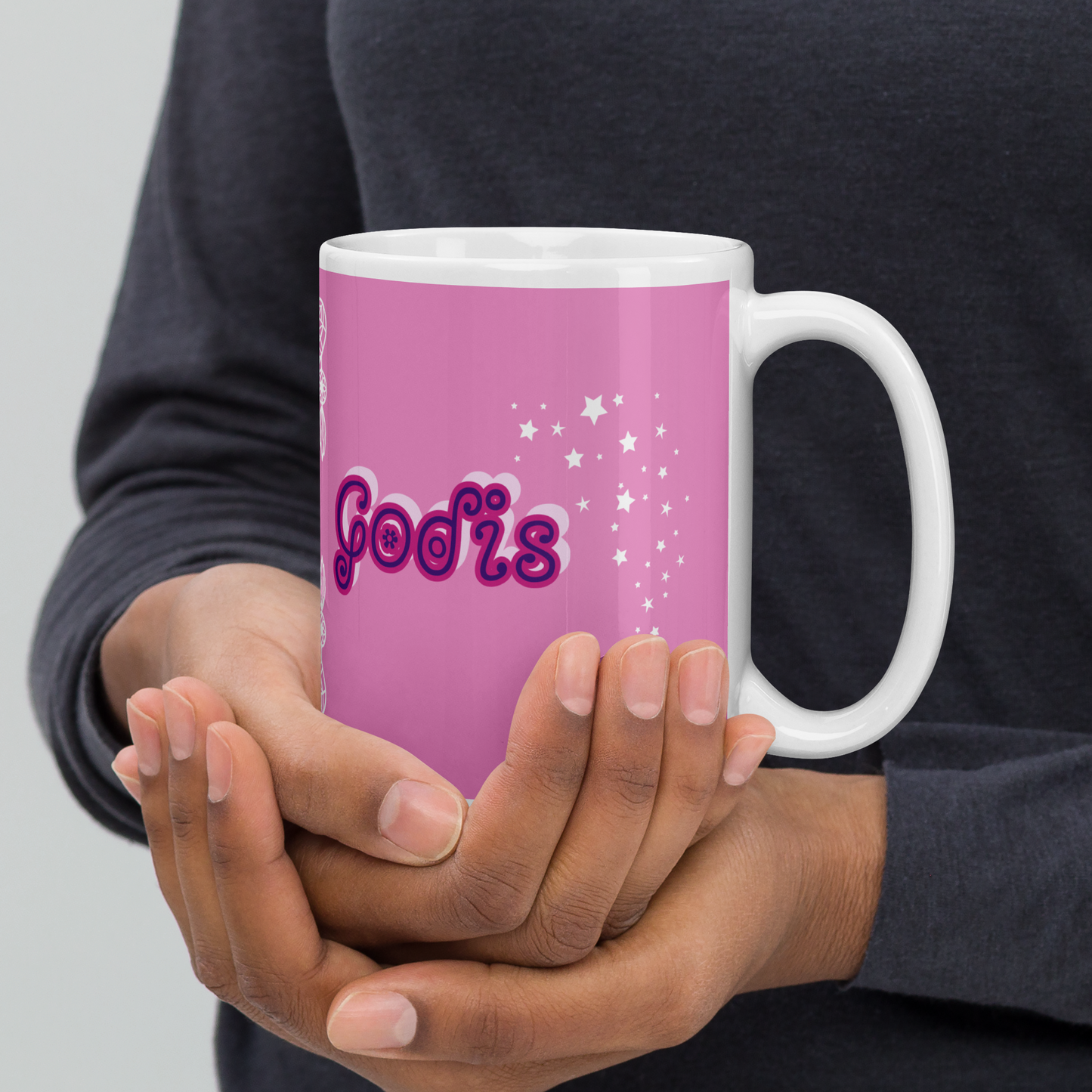 White and Pink Glossy 'Lover Godis' Mug