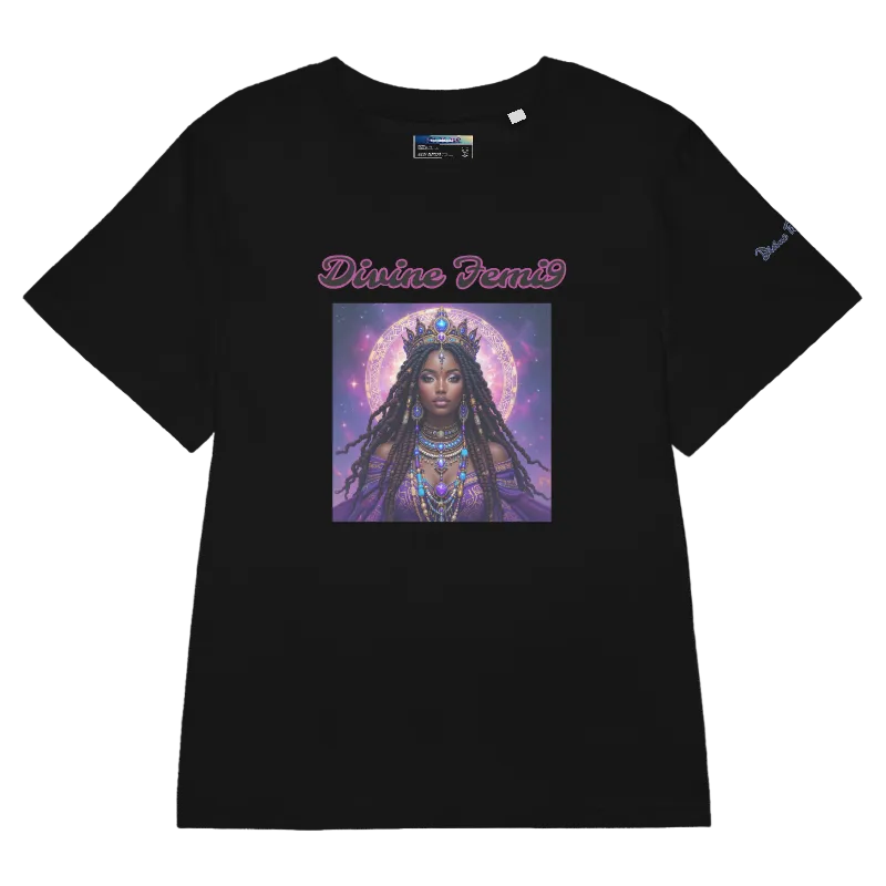 Feminine 'Divine Femi9' Organic Cotton ribbed neck t-shirt