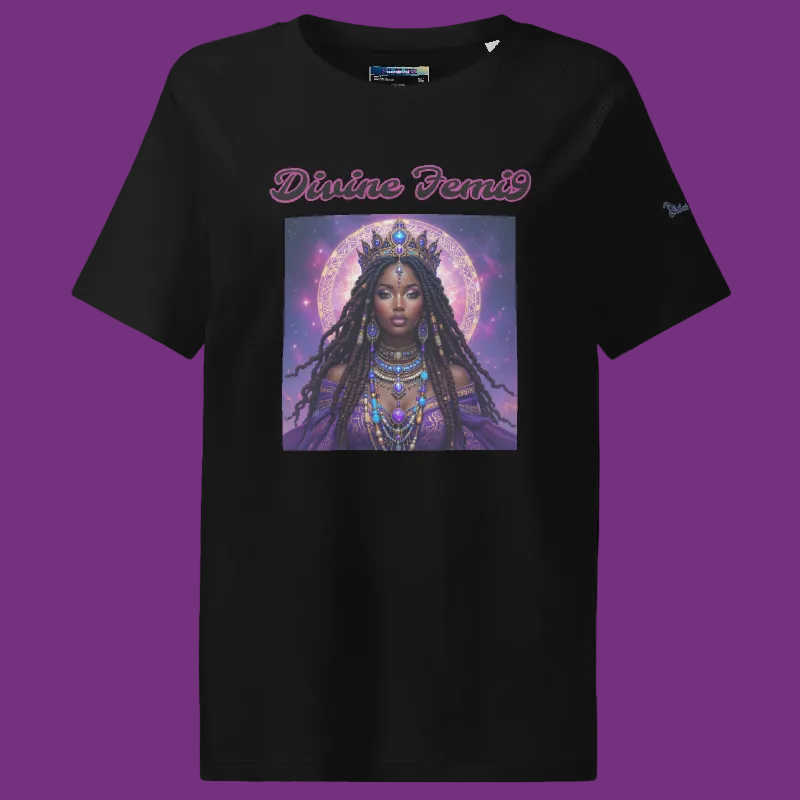 Feminine 'Divine Femi9' Organic Cotton ribbed neck t-shirt