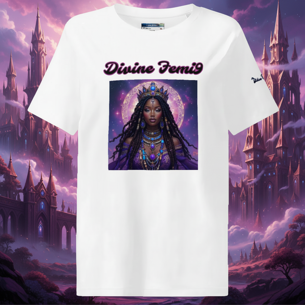 Feminine 'Divine Femi9' Organic Cotton ribbed neck t-shirt